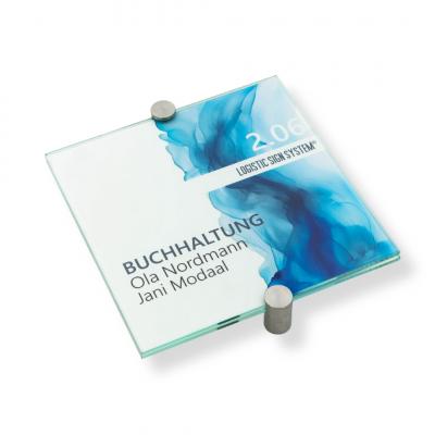 Türschild VITRUM K , Glasschild, Büroschild, Doppelglasschild